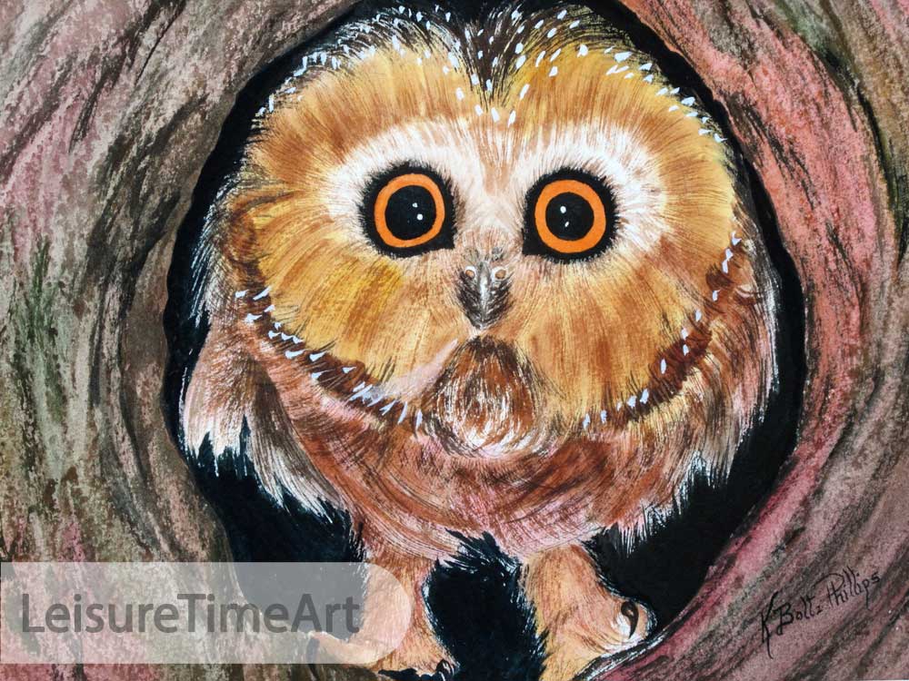 Baby Owl Original Watercolor