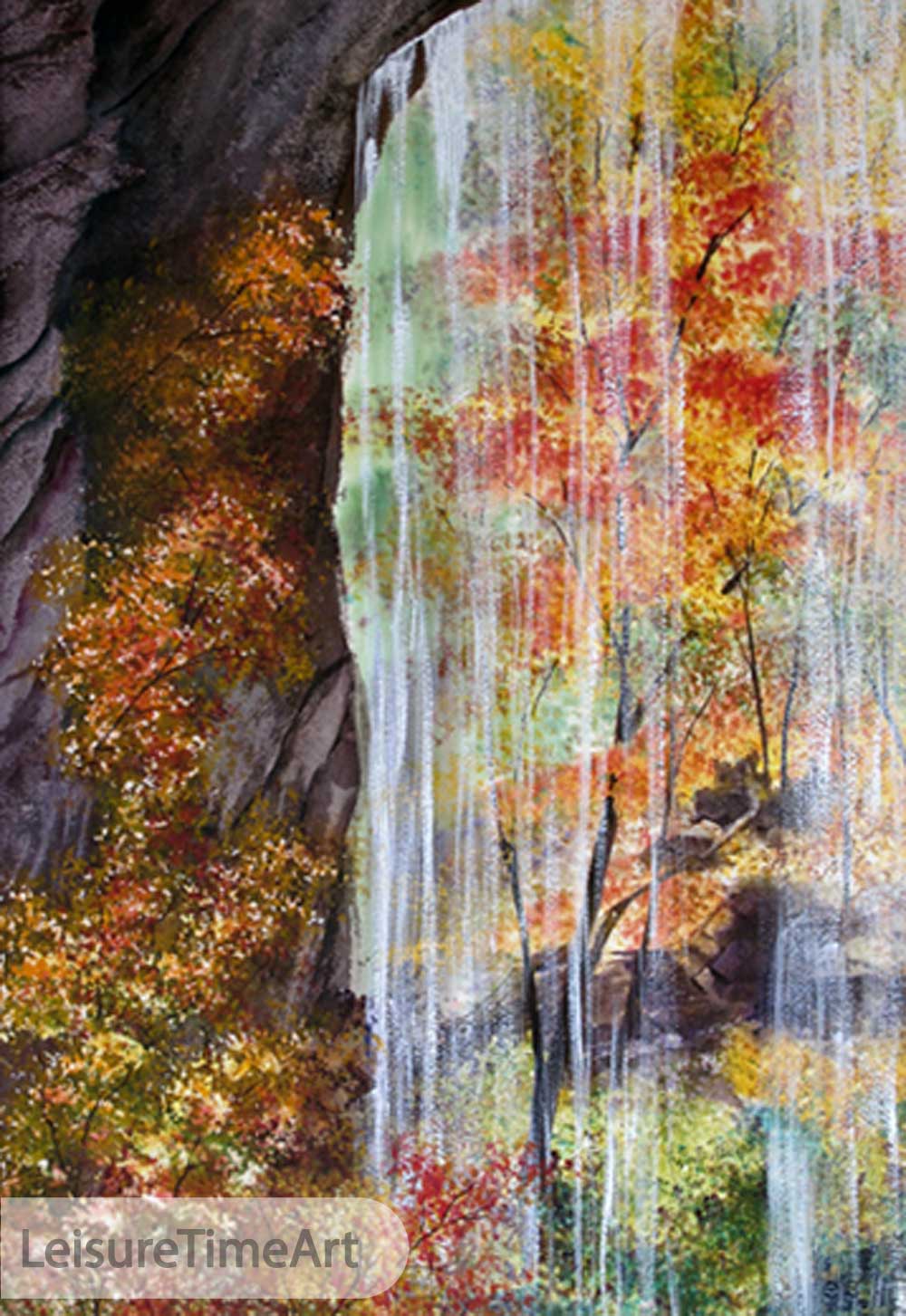 Behind Waterfall Original Watercolor