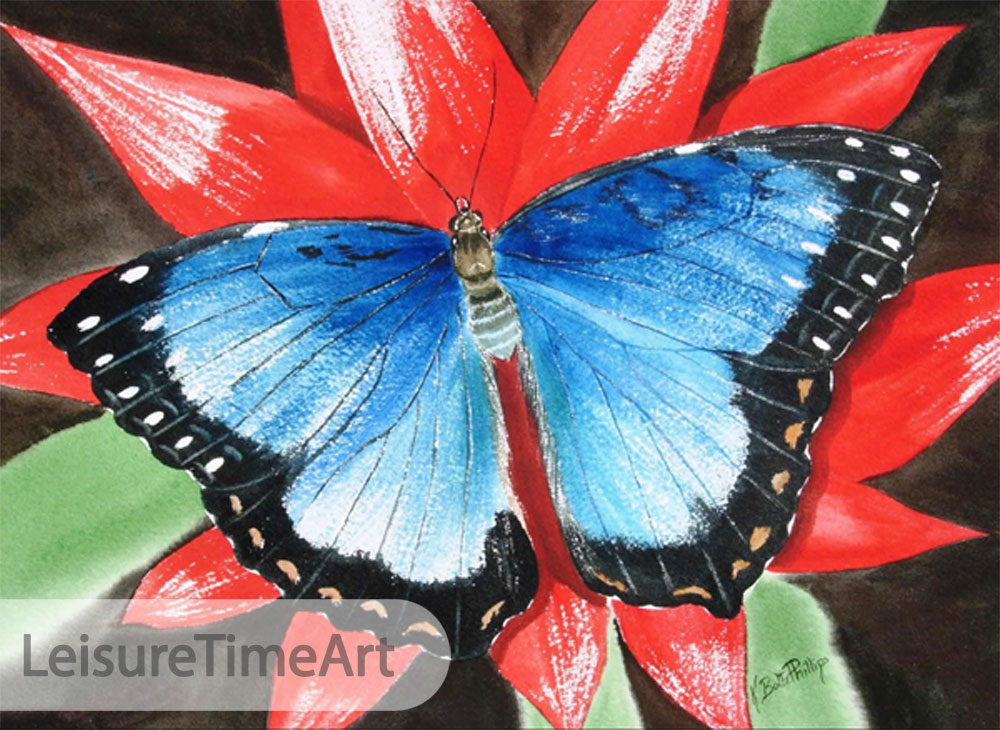 Blue Butterfly Original Watercolor