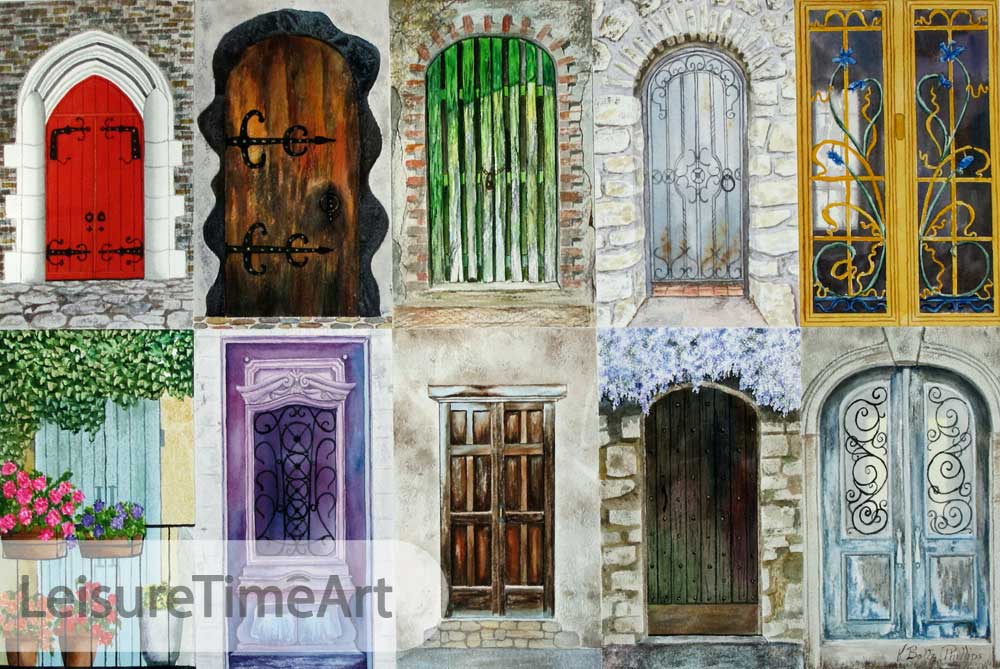 Doors of France Original Watercolor