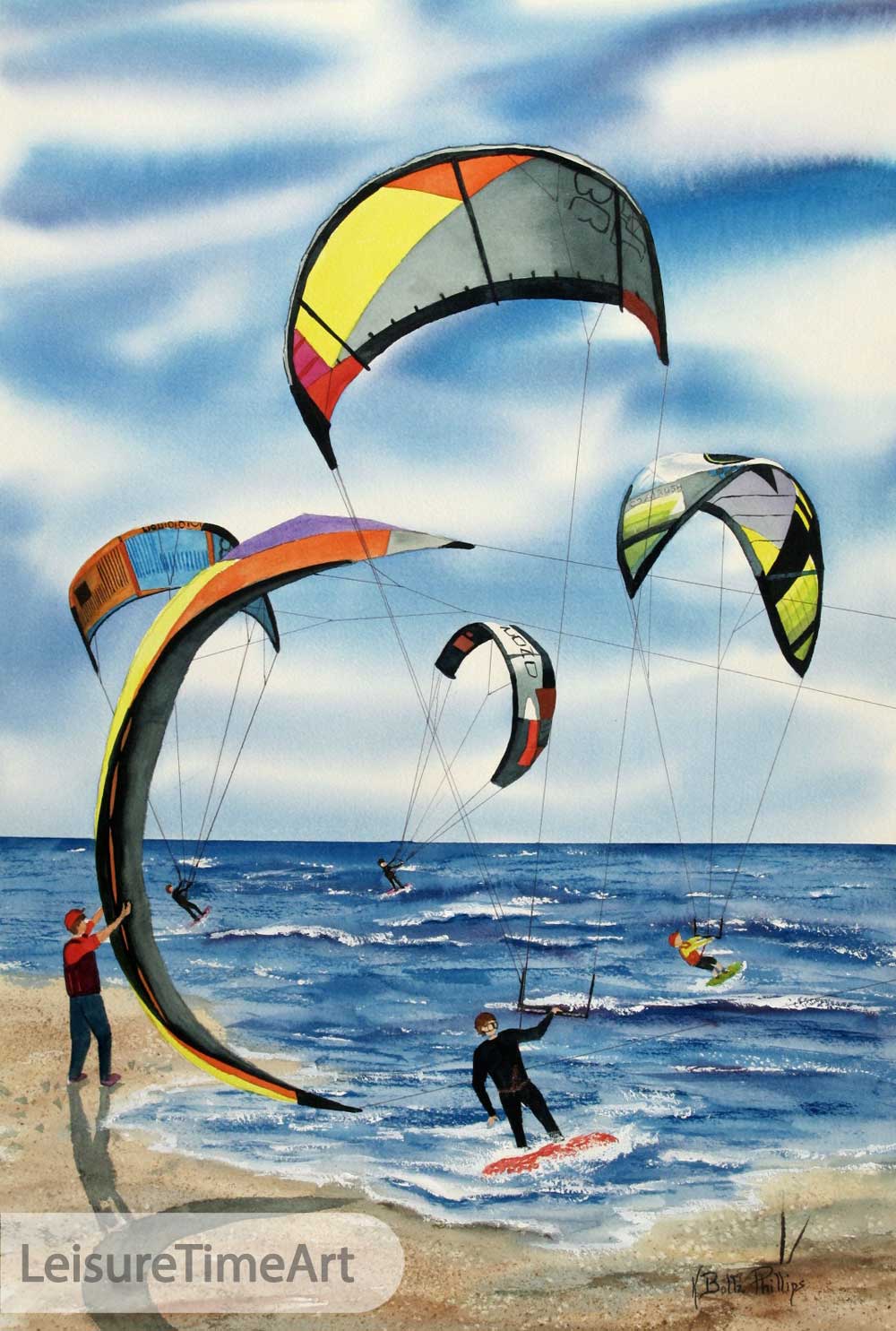 Kite Surfing Original Watercolor