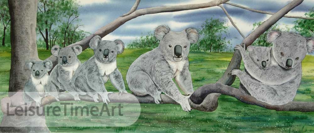 Koala Bear Family Original Watercolor