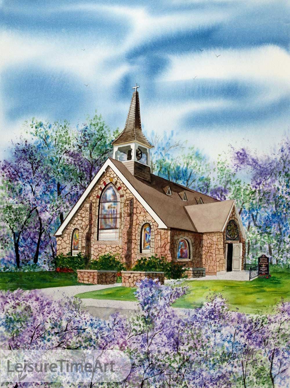 Little Stone Church Original Watercolor