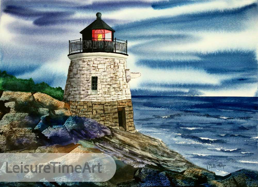 Newport Rhode Island Light Original Watercolor