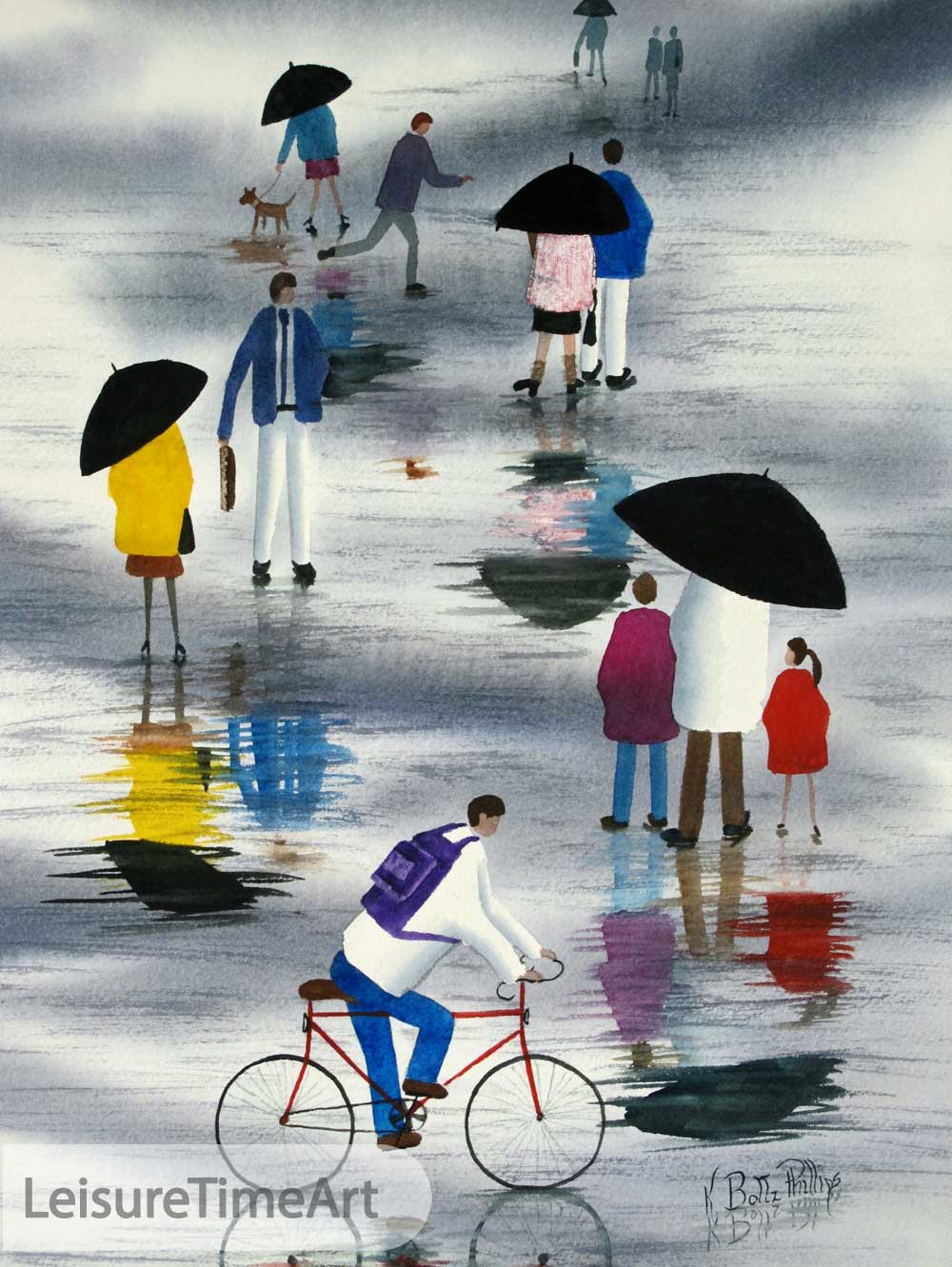 Rain People #4 Original Watercolor