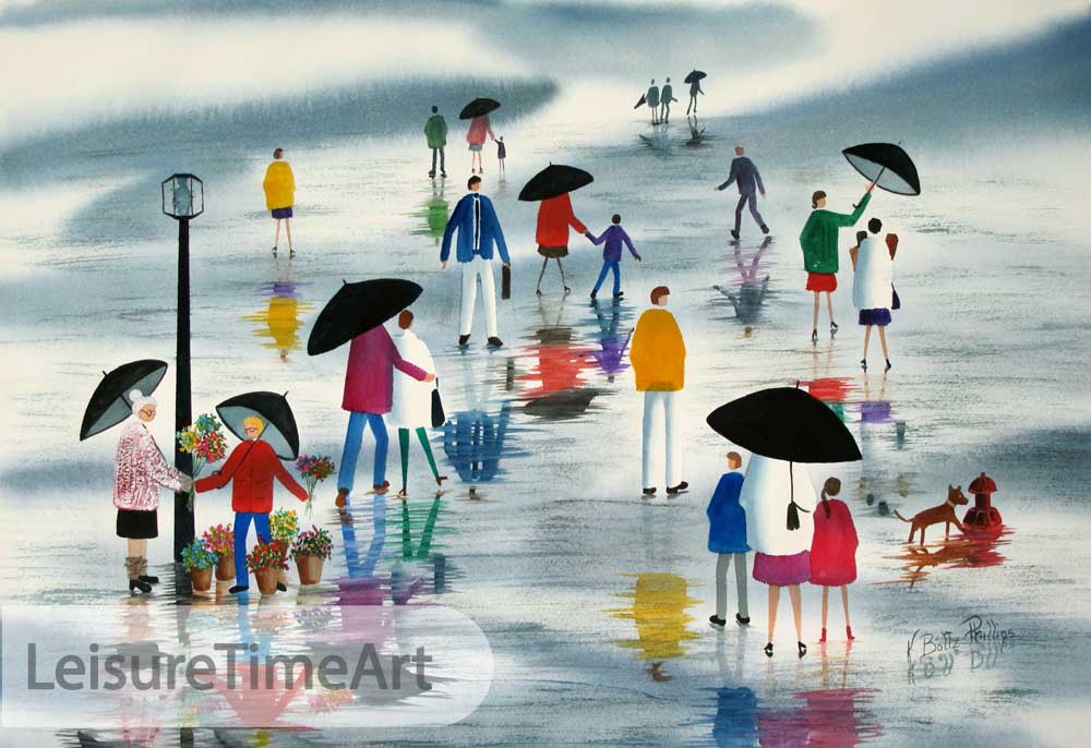 Rain People #7 Original Watercolor