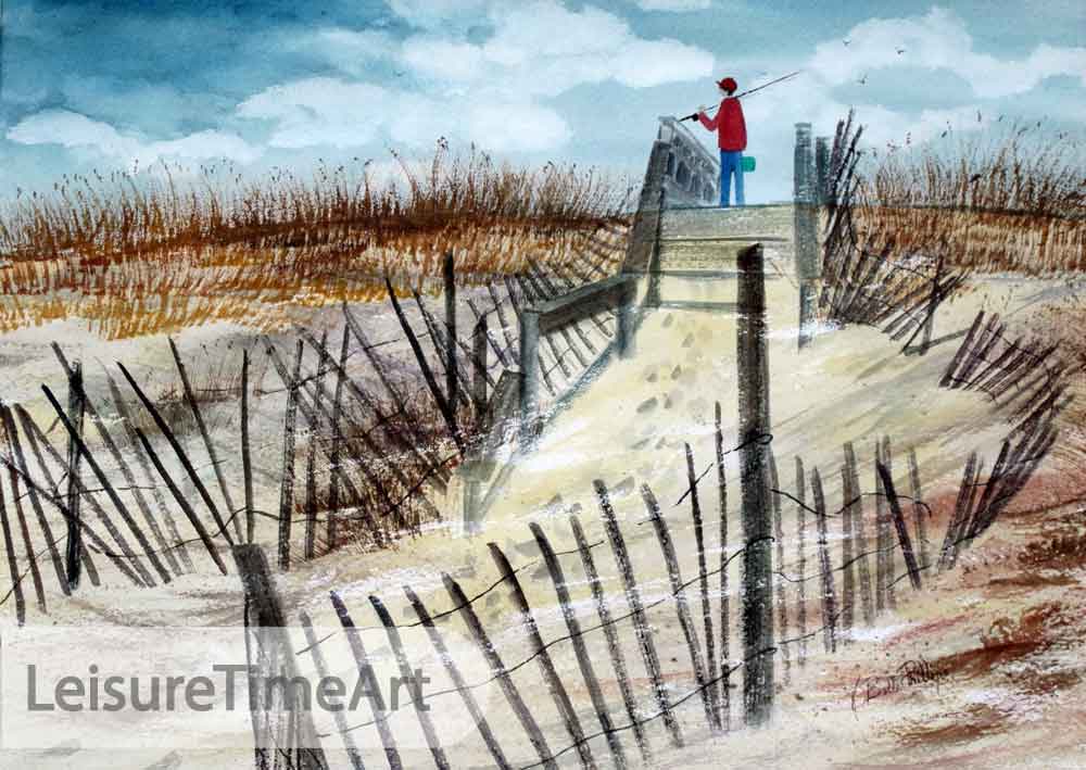 Sand Fence Original Watercolor