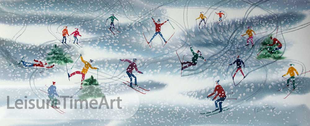Skiers Original Watercolor