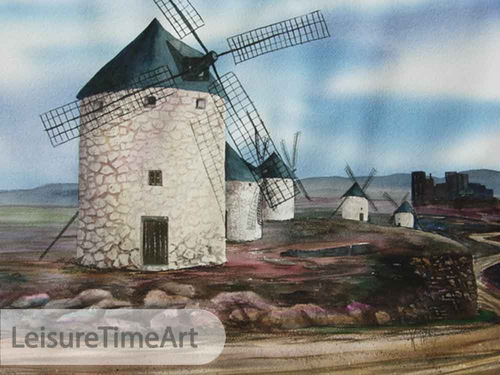 Stone Windmill Original Watercolor